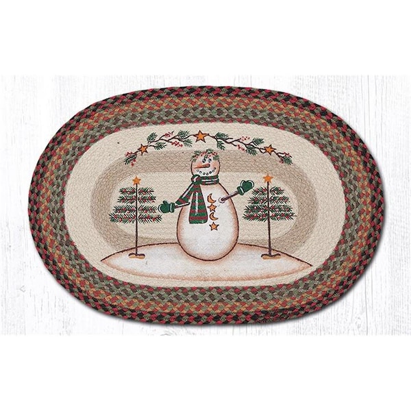 H2H 20 x 30 in Moon Star Snowman Oval Patch Rug H254138 - main